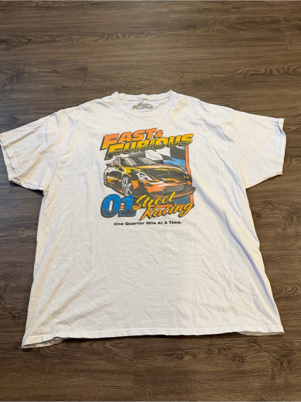 Fast and Furious White Graphic 2XL T-Shirt Street Racing Quarter Mile